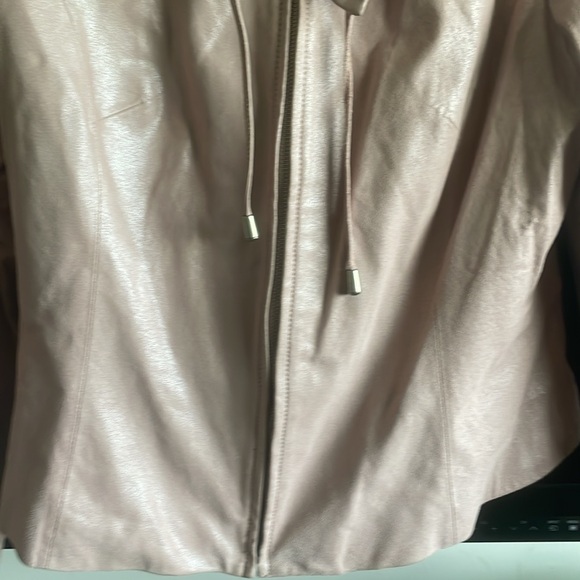 Pink Ruffled Danier Leather Jacket - Picture 6 of 9